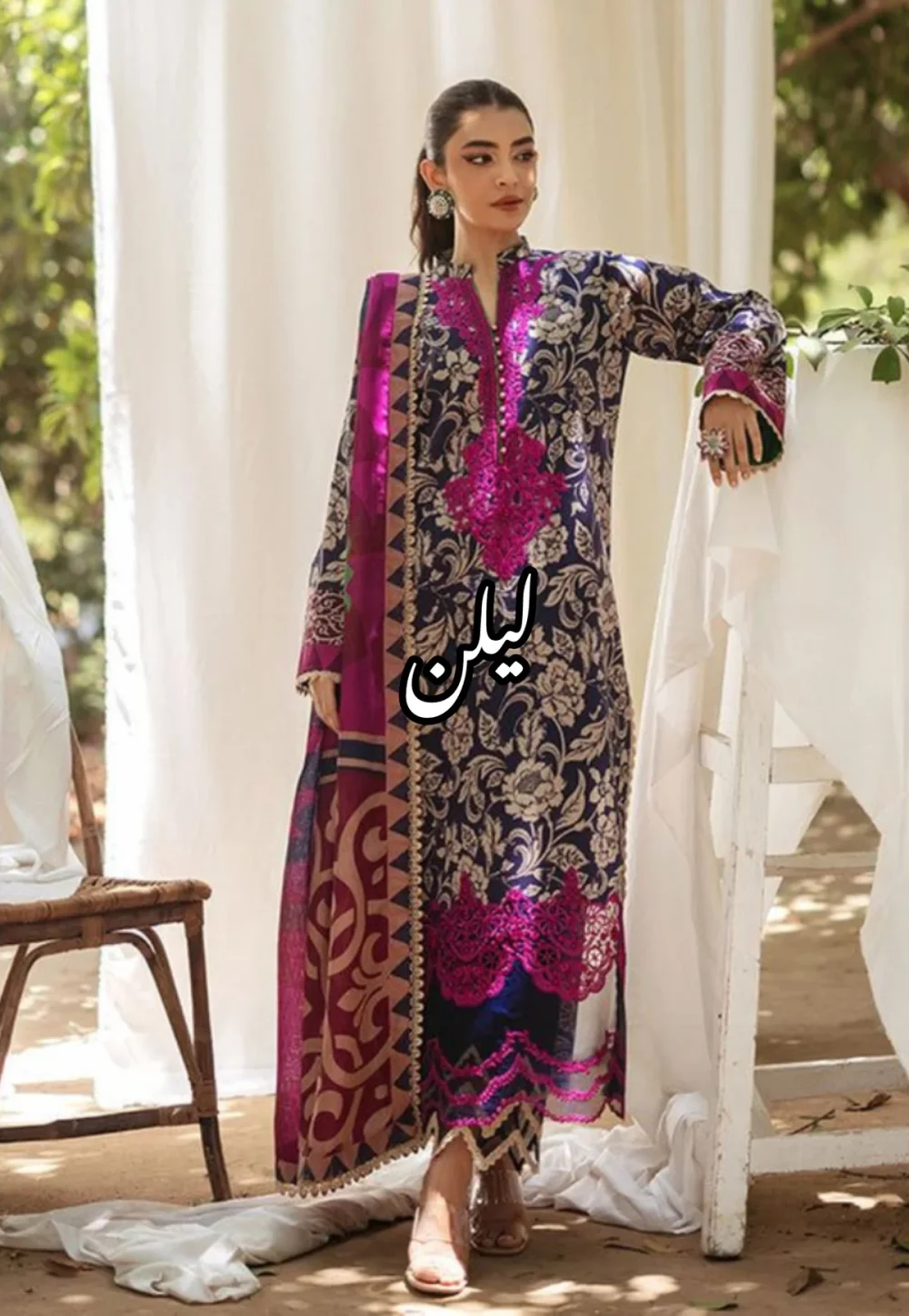 Zainab Chottani Print Lelan Allover 3 pcs لیلن سوٹ