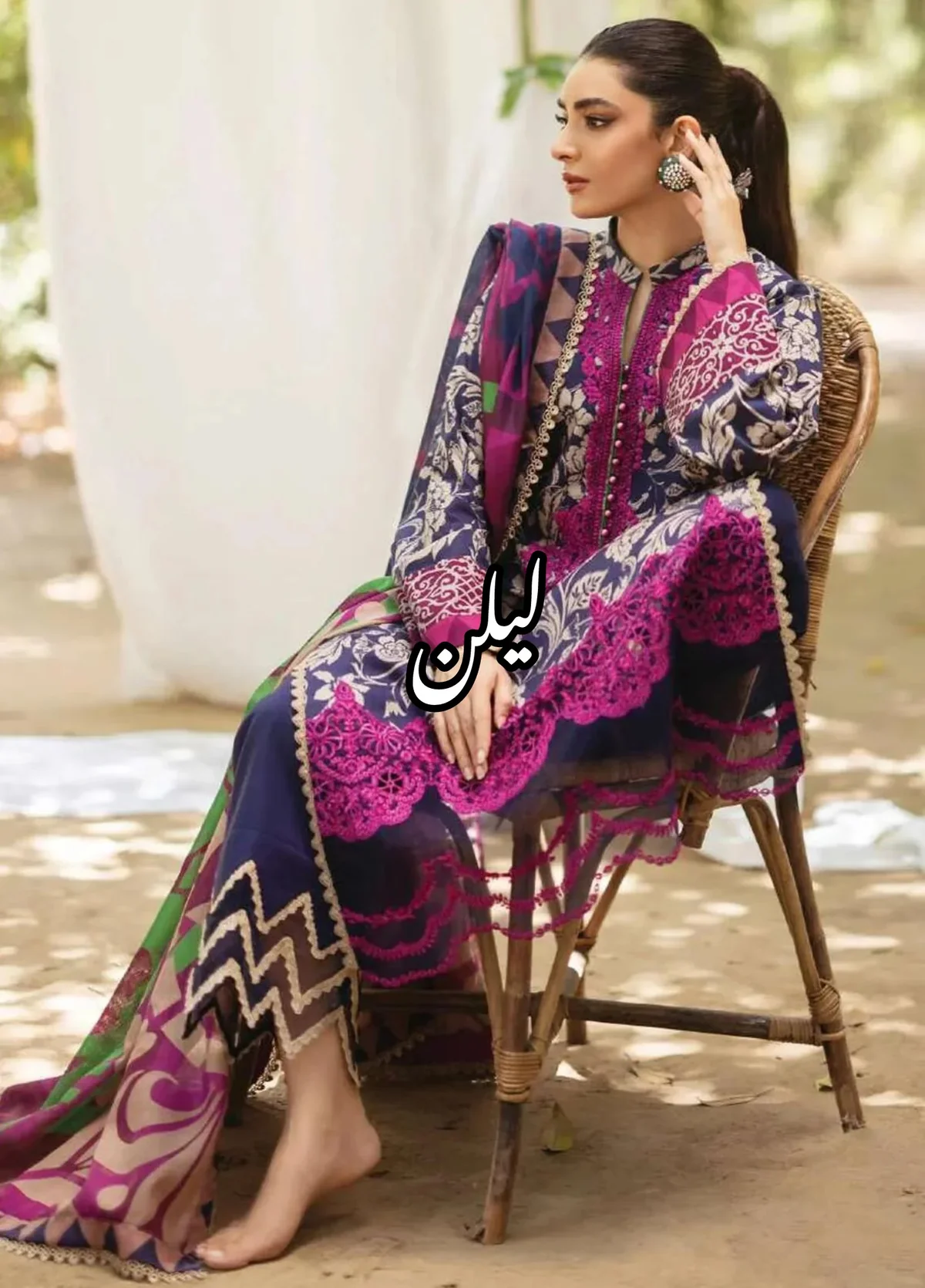 Zainab Chottani Print Lelan Allover 3 pcs لیلن سوٹ - Image 14